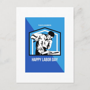Happy Labour Day Fellow Workforce Retro Poster Postcard