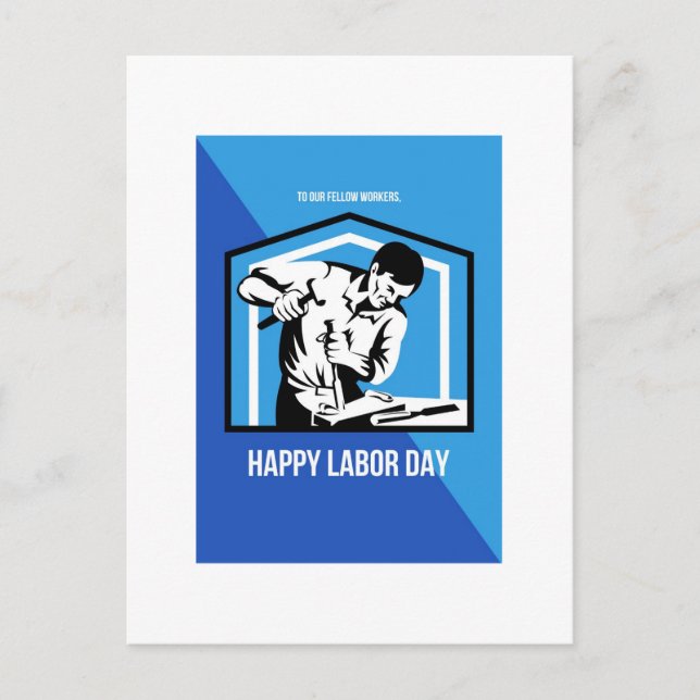 Happy Labour Day Fellow Workforce Retro Poster Postcard (Front)