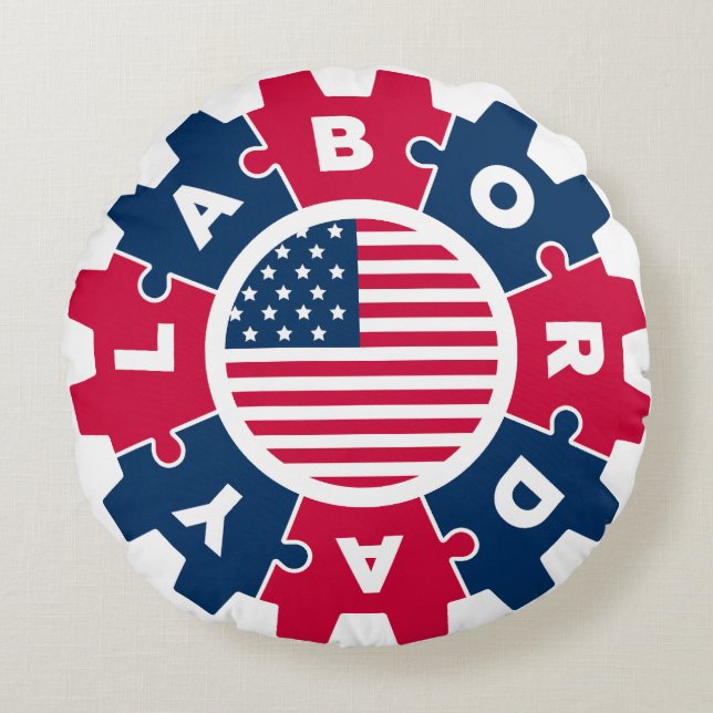 Happy Labour Day Fun 2023 Round Pillow (Front)