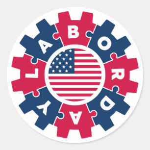 Happy Labour Day Fun Classic Round Sticker