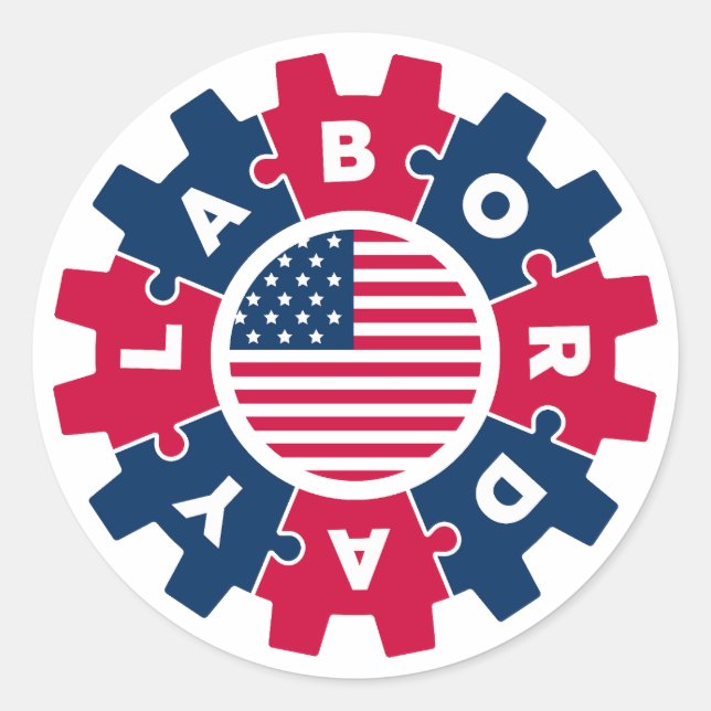 Happy Labour Day Fun Classic Round Sticker (Front)