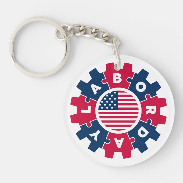 Happy Labour Day Fun Keychain (Front)