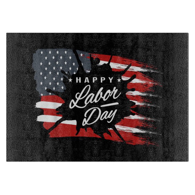 Happy Labour Day Gift American Flag Cutting Board (Front)