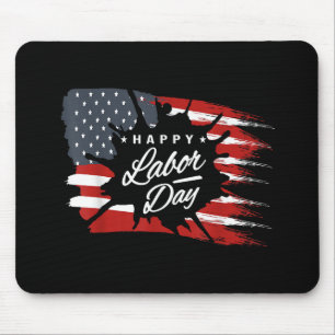 Happy Labour Day Gift American Flag Mouse Pad