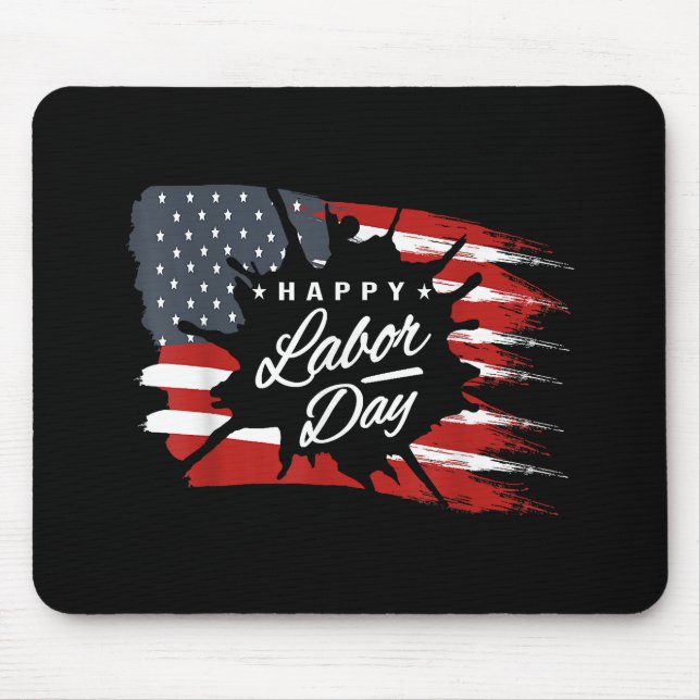 Happy Labour Day Gift American Flag Mouse Pad (Front)