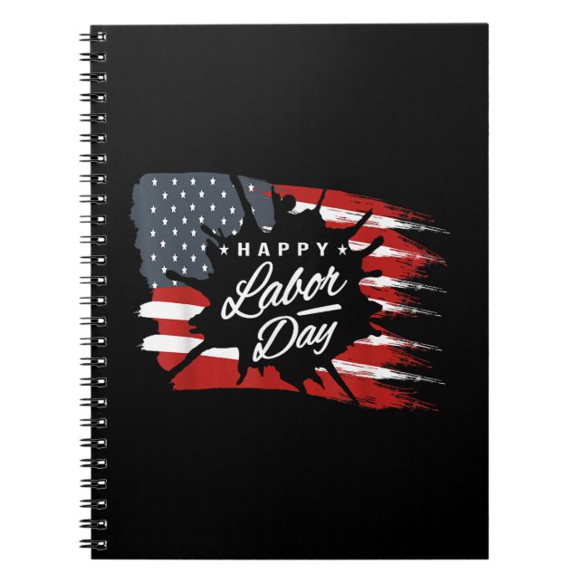 Happy Labour Day Gift American Flag Notebook (Front)