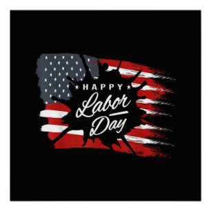 Happy Labour Day Gift American Flag Poster