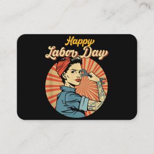 Happy Labour Day Girl Strong Worker Movement Emplo Business Card