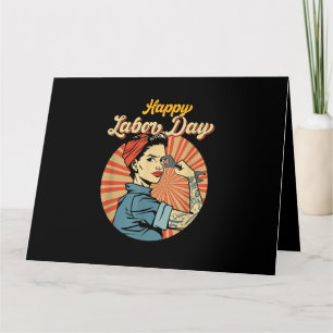 Happy Labour Day Girl Strong Worker Movement Emplo Card
