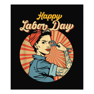 Happy Labour Day Girl Strong Worker Movement Emplo Photo Print