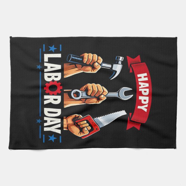 Happy Labour-day Kitchen Towel (Horizontal)