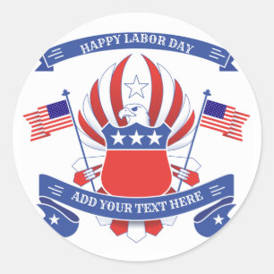Happy Labour Day Patriotic Eagle Classic Round Sticker