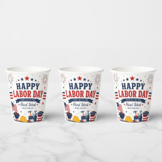 Happy Labour Day Patriotic Paper Cups for BBQ,