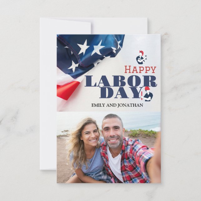 Happy Labour Day patriotic USA flag holiday card (Front)