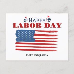 Happy Labour Day patriotic USA flag  Postcard
