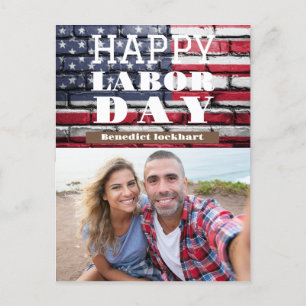 Happy Labour Day patriotic USA flag  Postcard