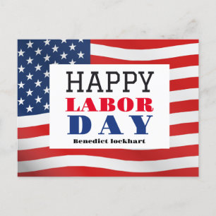 Happy Labour Day patriotic USA flag Postcard