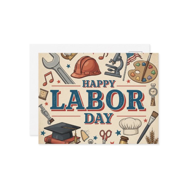 Happy Labour Day Postcard (Front/Back In Situ)
