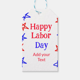 Happy labour day red blue star American day add te Gift Tags