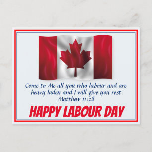 HAPPY LABOUR DAY Scripture Canada Flag Customized Holiday Postcard