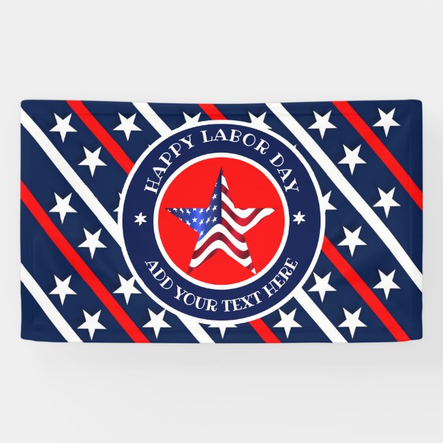 Happy Labour Day Stars And Stripes America Flag  Banner (Horizontal)
