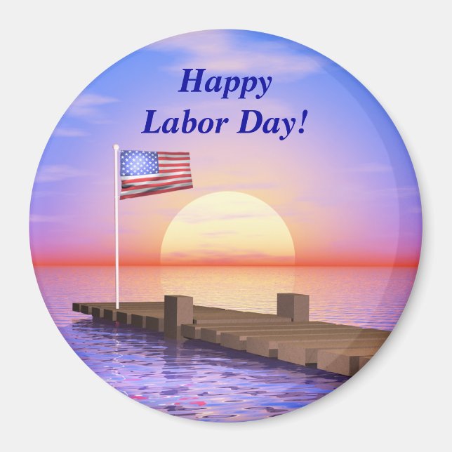 Happy Labour Day US Flag and Dock Magnet (Front)