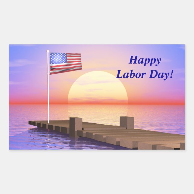 Happy Labour Day US Flag and Dock Sticker (Front)