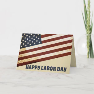Happy Labour Day Vintage American Flag  Card