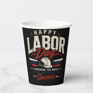Happy Labour Day Vintage Typography Honouring Paper Cups