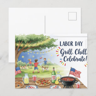 Happy Labour Day with Flag Postcard