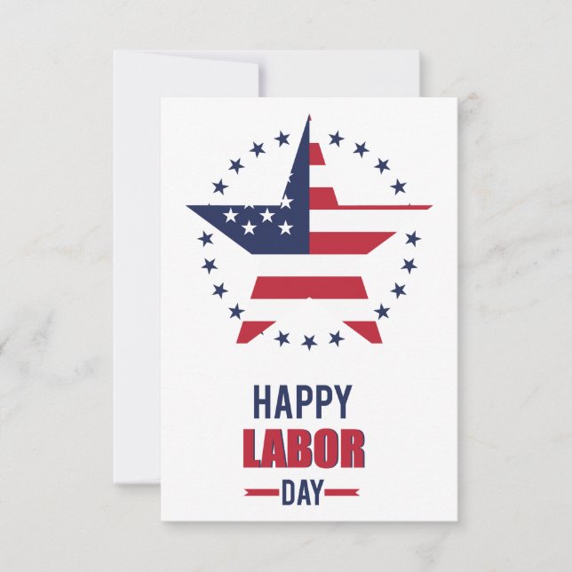 Happy Labour Day with USA flag Thank You Card (Front)
