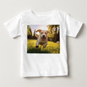 Happy Labrador Puppy Running  Baby T-Shirt