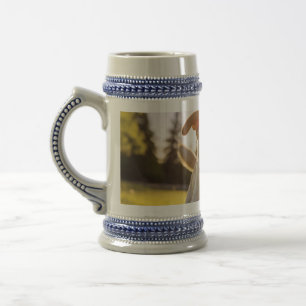 Happy Labrador Puppy Running Beer Stein