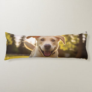 Happy Labrador Puppy Running  Body Pillow