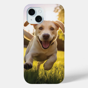 Happy Labrador Puppy Running  iPhone 15 Case