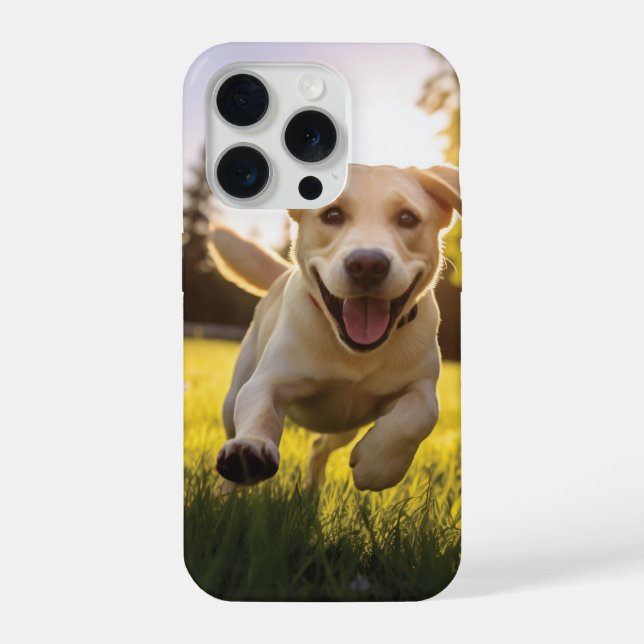 Happy Labrador Puppy Running  iPhone Case (Back)