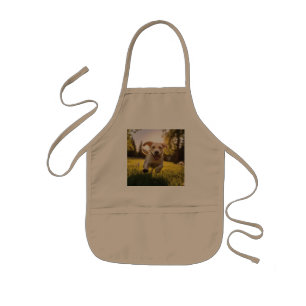 Happy Labrador Puppy Running  Kids Apron
