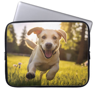 Happy Labrador Puppy Running  Laptop Sleeve