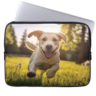 Happy Labrador Puppy Running Laptop Sleeve
