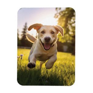 Happy Labrador Puppy Running  Magnet