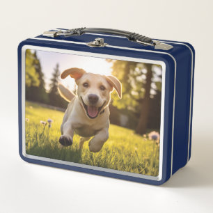 Happy Labrador Puppy Running  Metal Lunch Box