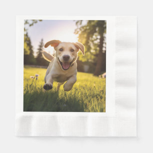 Happy Labrador Puppy Running Napkin