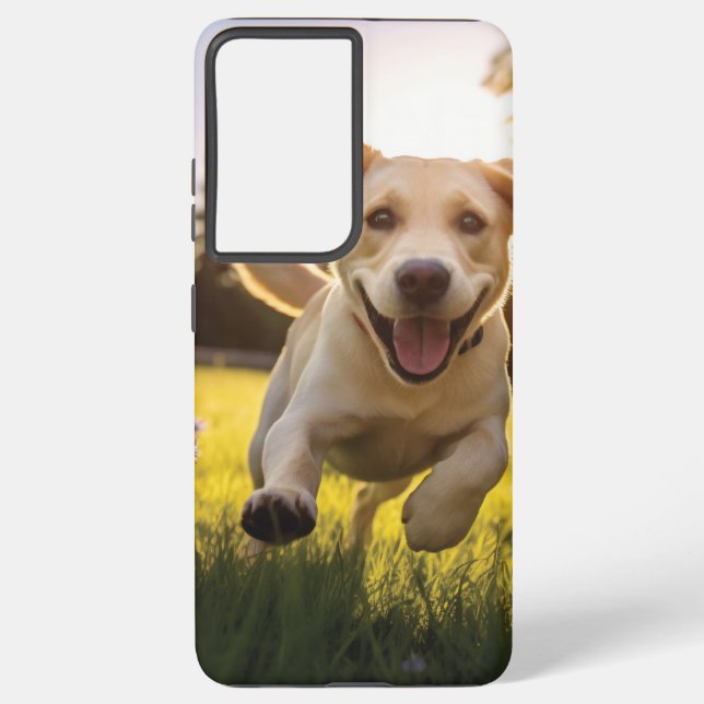 Happy Labrador Puppy Running  Samsung Galaxy S21 Ultra Case (Back)