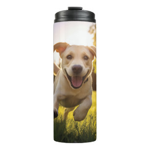 Happy Labrador Puppy Running  Thermal Tumbler