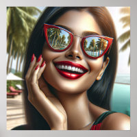 Happy Lady in a Tropical Paradise