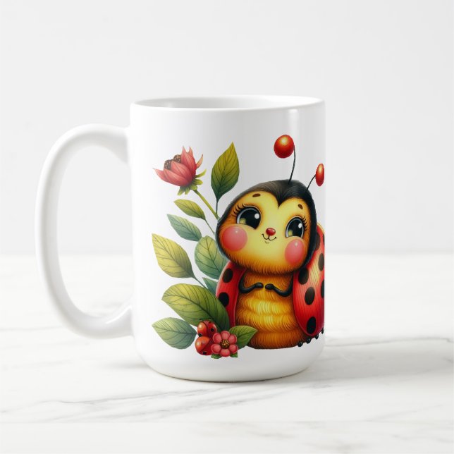 Happy Ladybug Coffee Mug (Left)