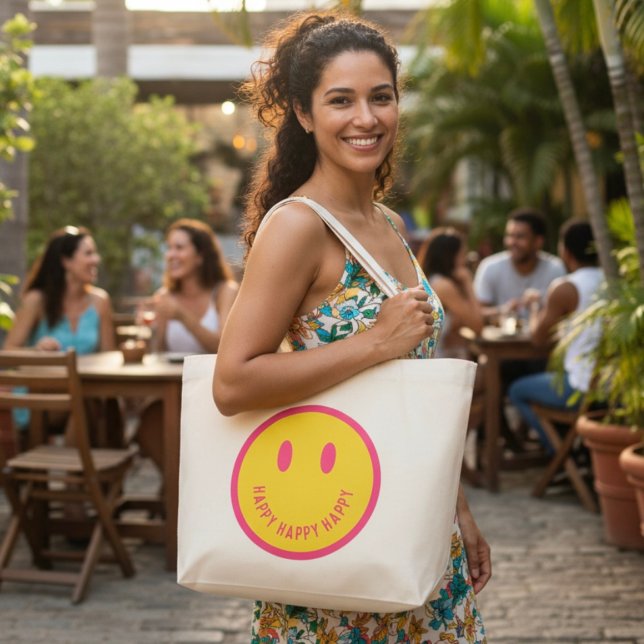 Happy Large Tote Bag (Creator Uploaded)