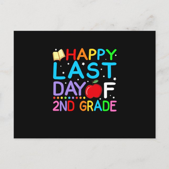 Happy Last Day Of 2nd Grade Graduation Announcement Postcard (Front)