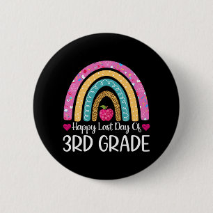 Happy Last Day Of 3rd Grade School Teacher Leopard 2 Inch Round Button