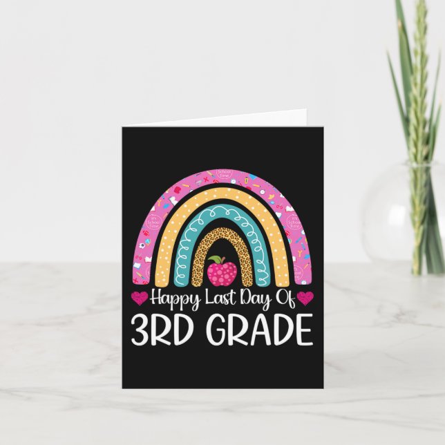 Happy Last Day Of 3rd Grade School Teacher Leopard Card (Front)